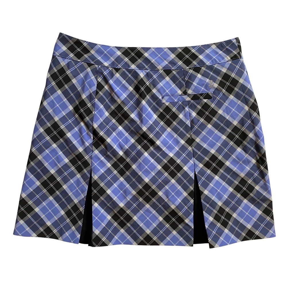 IZOD Golf Womens Plaid Pleated Skort Blue Black White Size 6 EUC - Picture 5 of 9